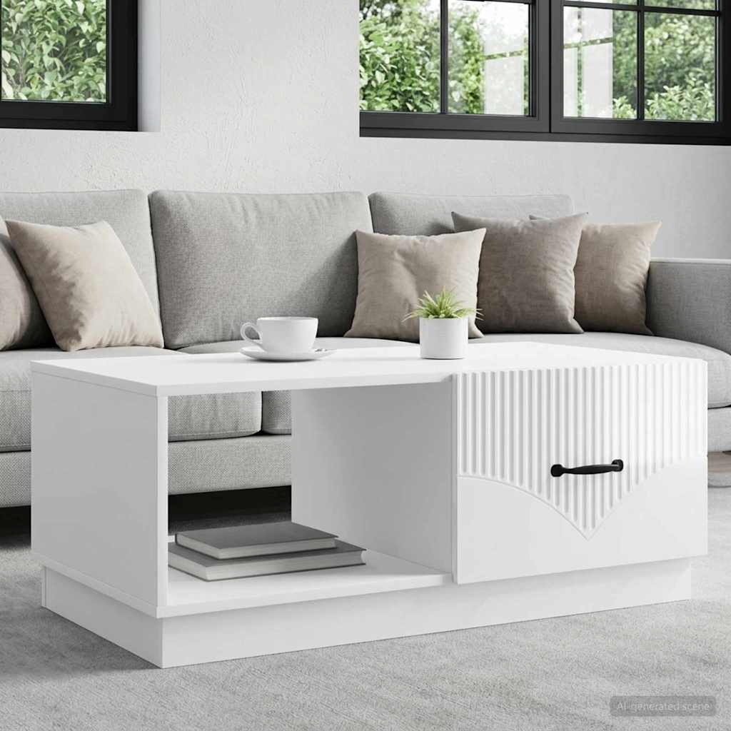 Couchtisch Hochglanz Weiß 90 x 50 x 37 cm Holzwerkstoff