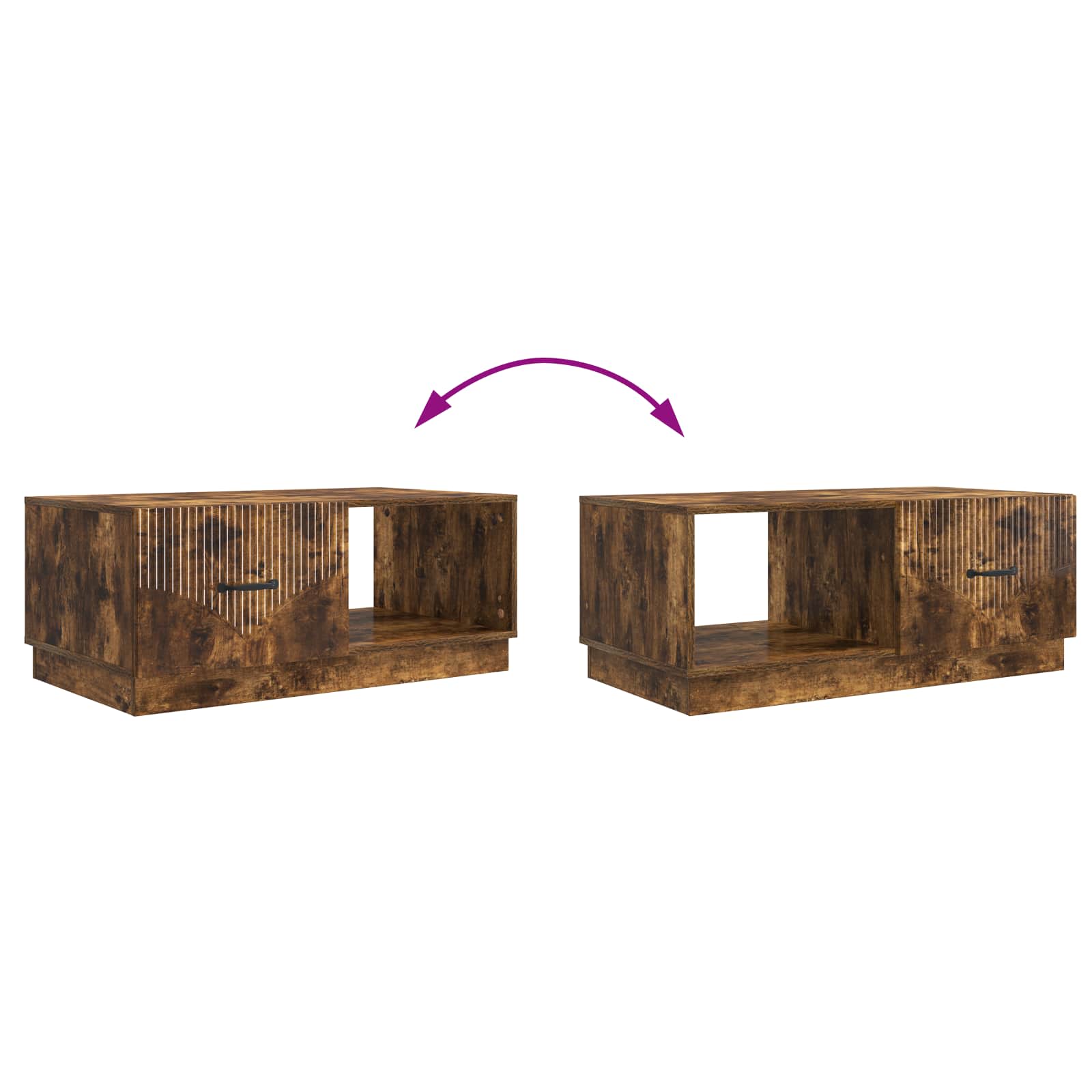 Couchtisch Räuchereiche 90 x 50 x 37 cm Holzwerkstoff