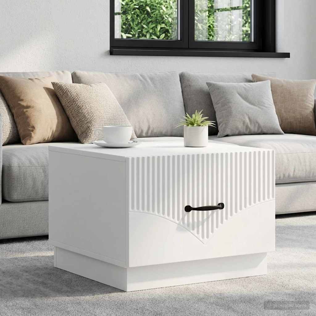 Couchtisch mit Schubladen Weiß 49 x 50 x 37 cm Holzwerkstoff
