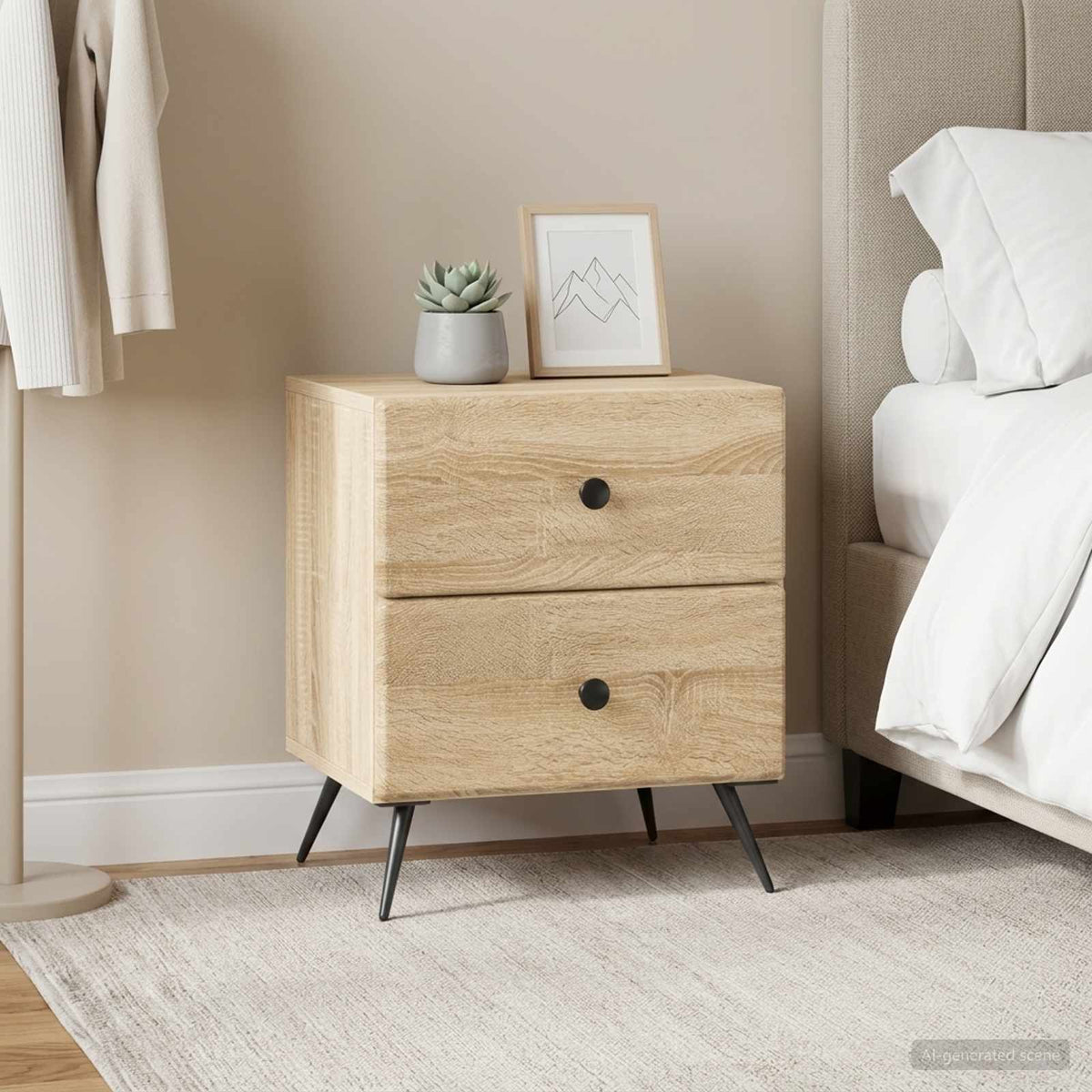 Nachttisch 2 Stk. Sonoma-Eiche 43 x 34,5 x 47,5 cm