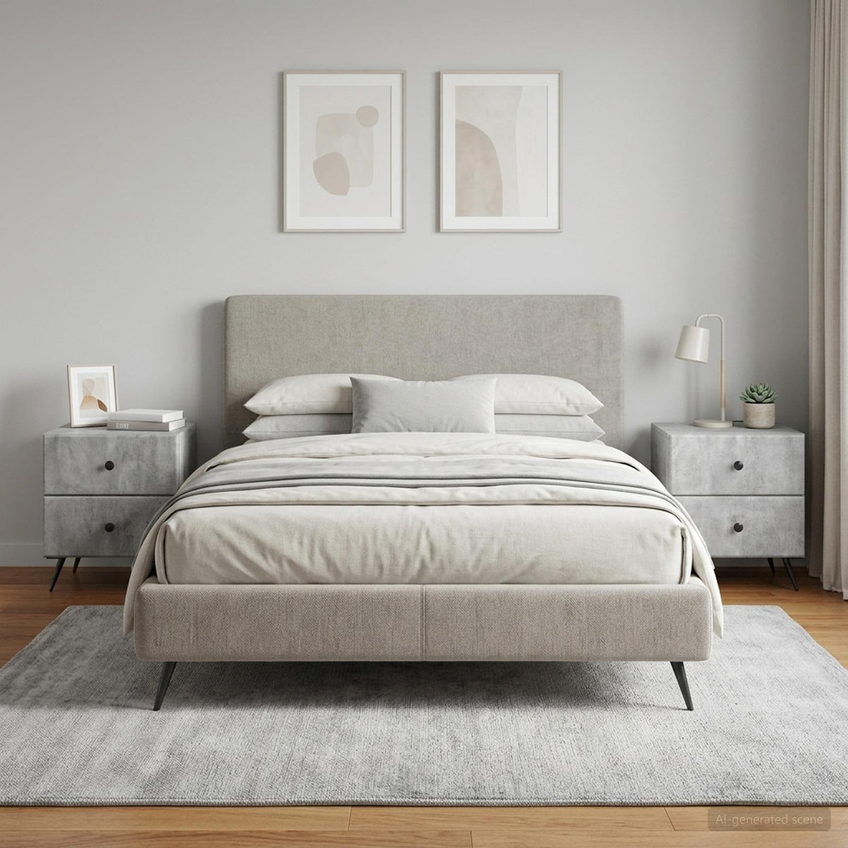 Nachttisch 2 Stk. Betongrau 43 x 34,5 x 47,5 cm Holzwerkstoff