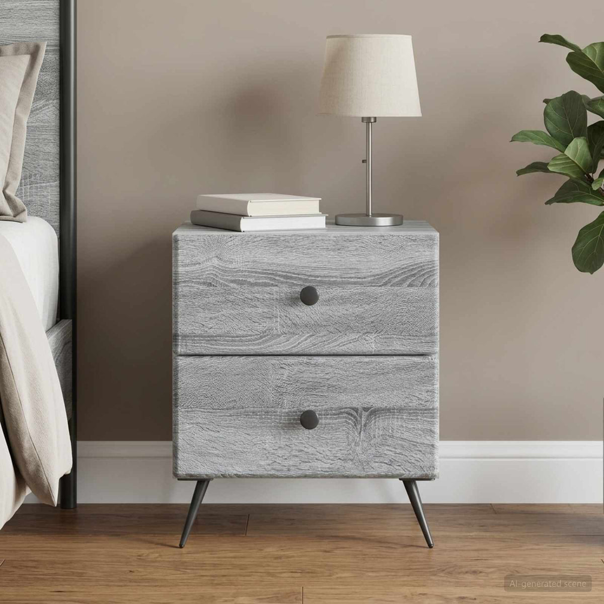 Nachttisch Sonoma-Grau 43 x 34,5 x 47,5 cm Holzwerkstoff