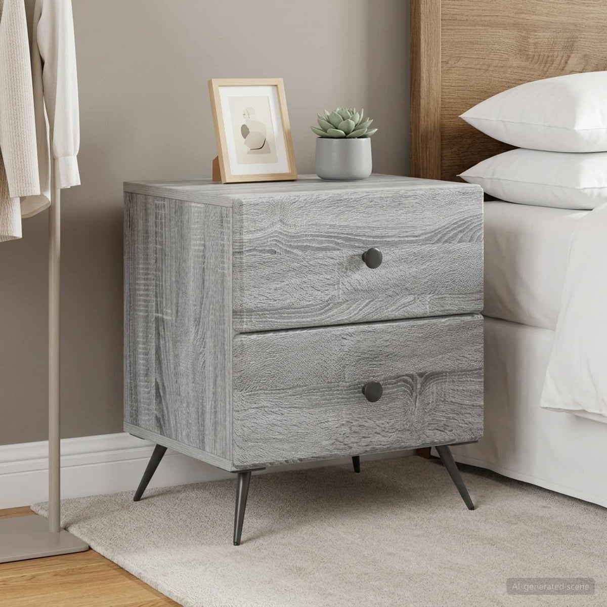 Nachttisch 2 Stk. Sonoma-Grau 43 x 34,5 x 47,5 cm Holzwerkstoff