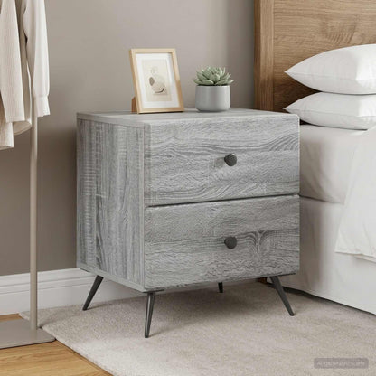 Nachttisch 2 Stk. Sonoma-Grau 43 x 34,5 x 47,5 cm Holzwerkstoff