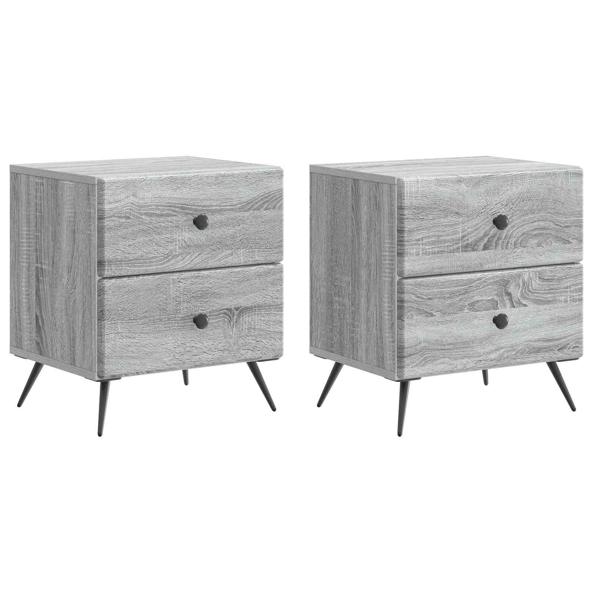 Nachttisch 2 Stk. Sonoma-Grau 43 x 34,5 x 47,5 cm Holzwerkstoff