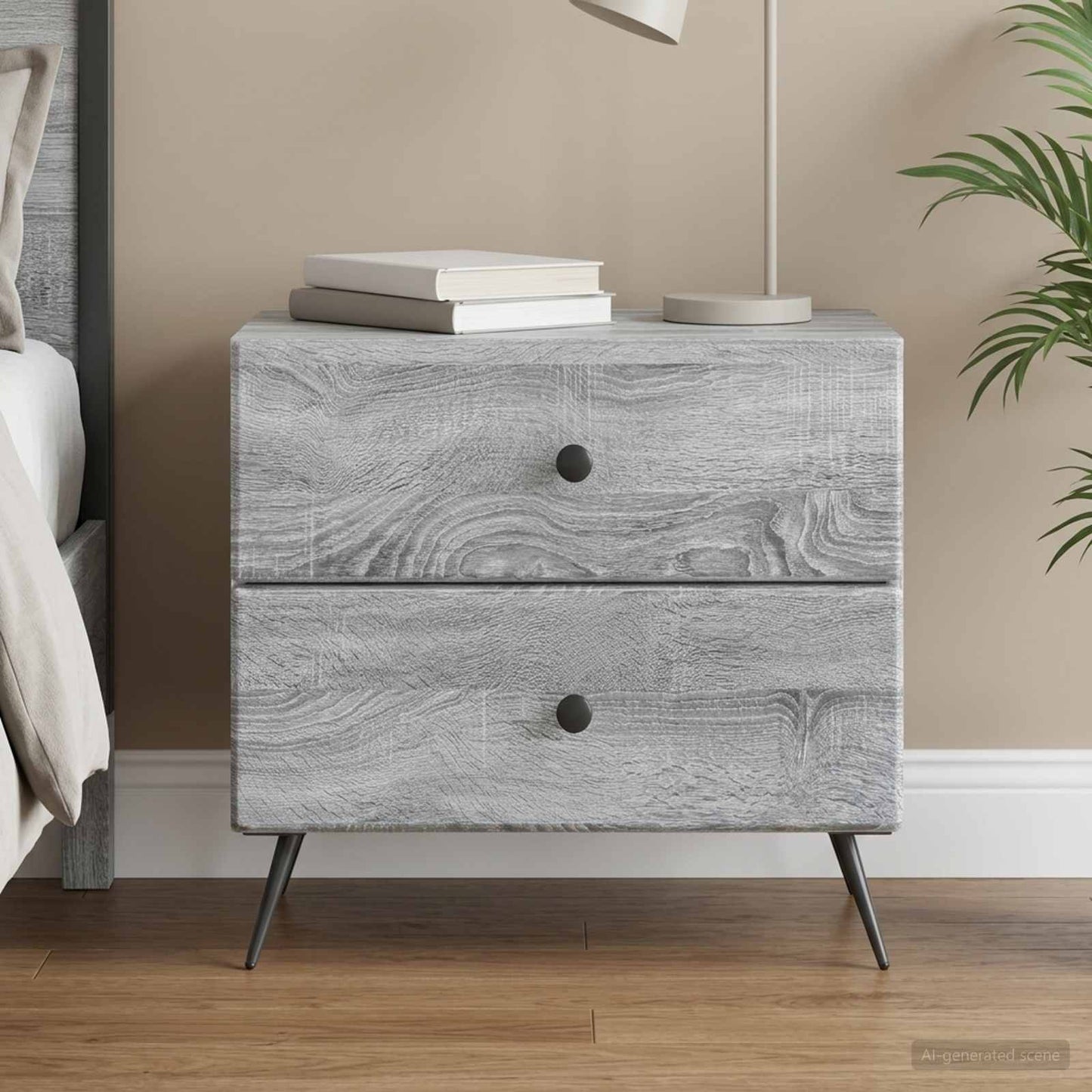 Nachttisch Sonoma-Grau 62 x 34,5 x 47,5 cm Holzwerkstoff