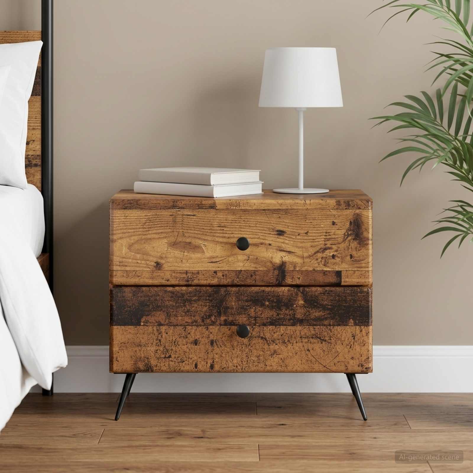 Nachttisch Altholz 62 x 34,5 x 47,5 cm Holzwerkstoff