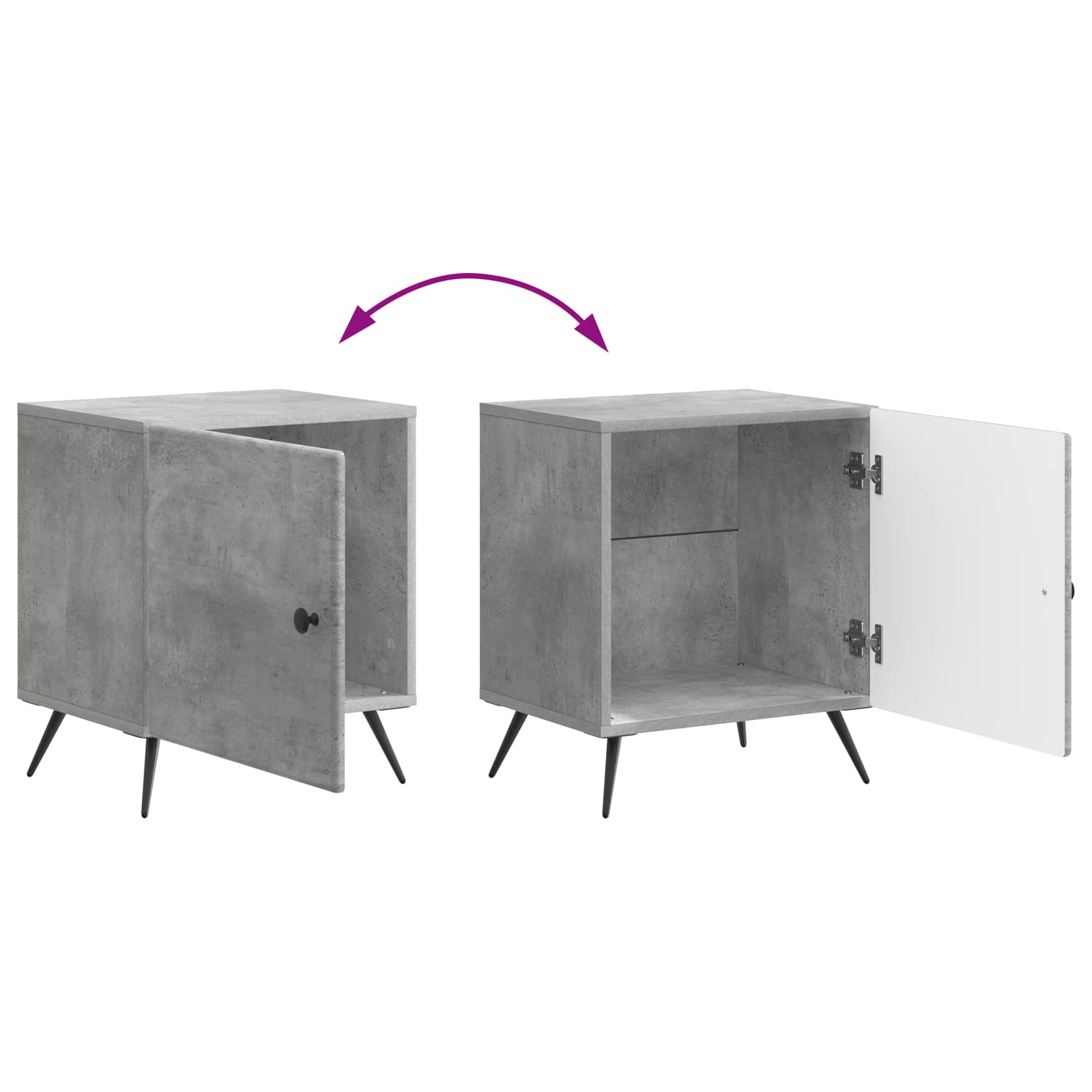 Nachttisch 2 stk. Betongrau 43 x 34,5 x 50 cm Holzwerkstoff