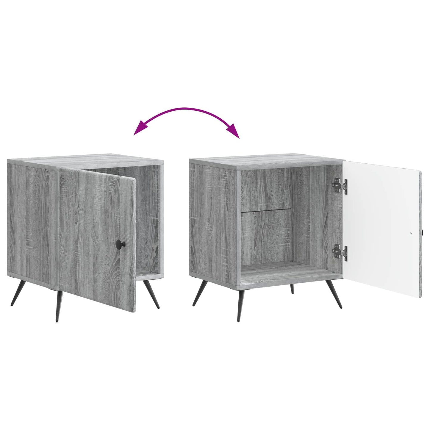 Nachttisch 2 stk. Graues Sonoma 43 x 34,5 x 50 cm Holzwerkstoff