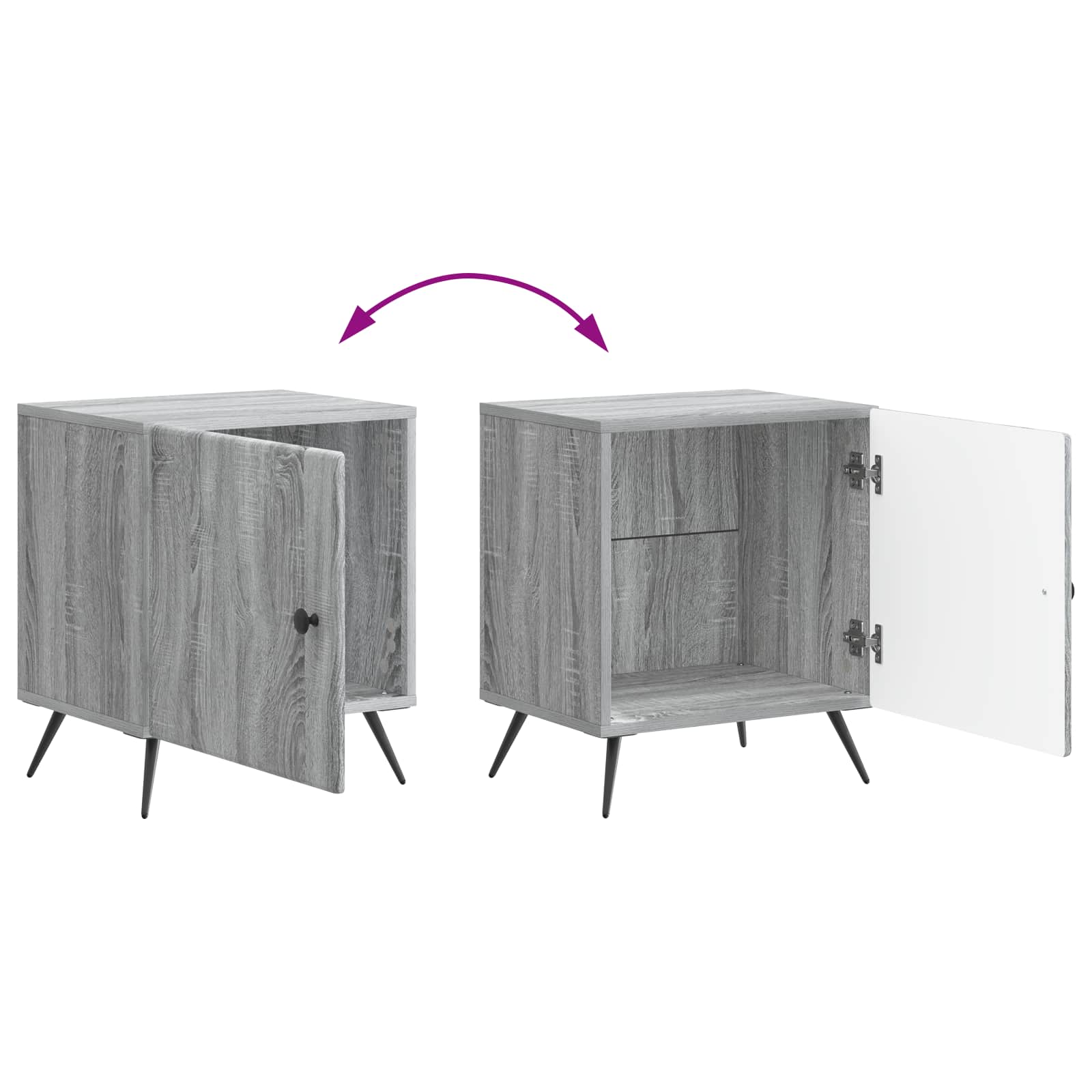 Nachttisch 2 stk. Graues Sonoma 43 x 34,5 x 50 cm Holzwerkstoff