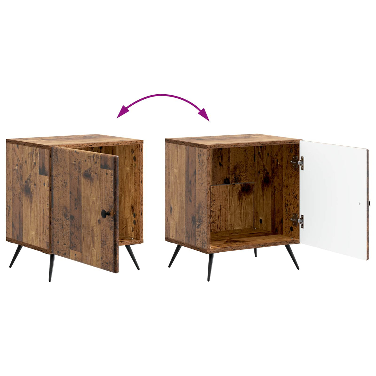 Nachttisch 2 Stk. Altholz 43 x 34,5 x 50 cm Holzwerkstoff