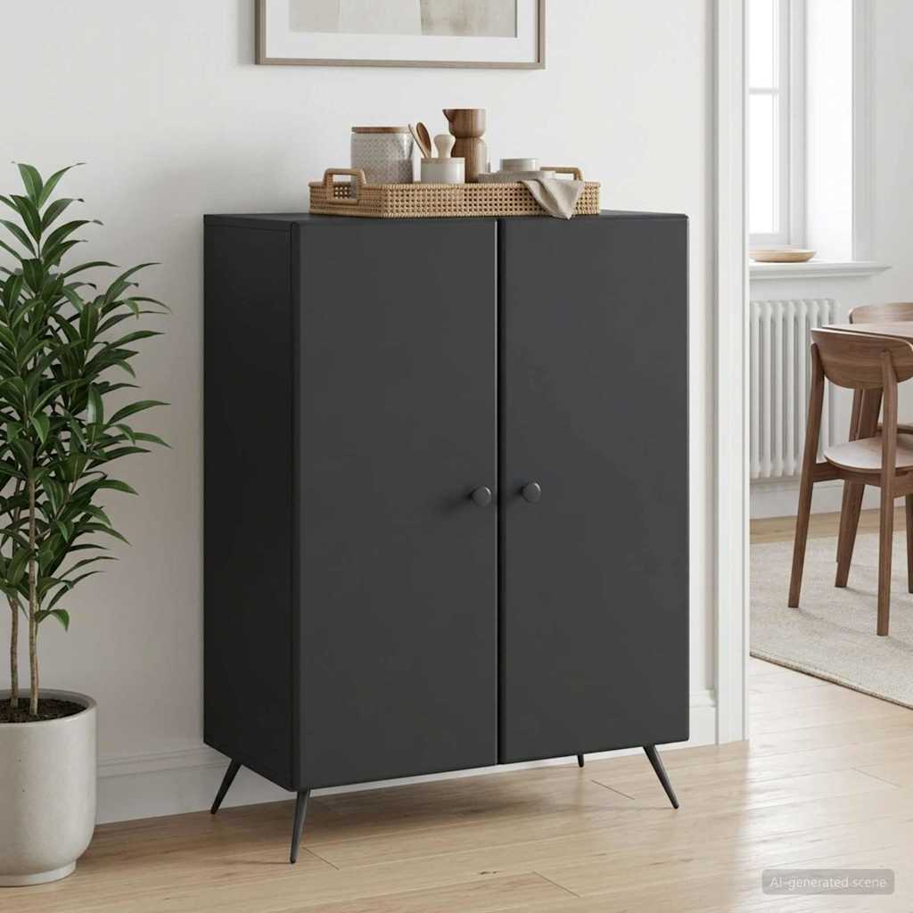 Sideboard Schwarz 66 x 34,5 x 90 cm Holzwerkstoff