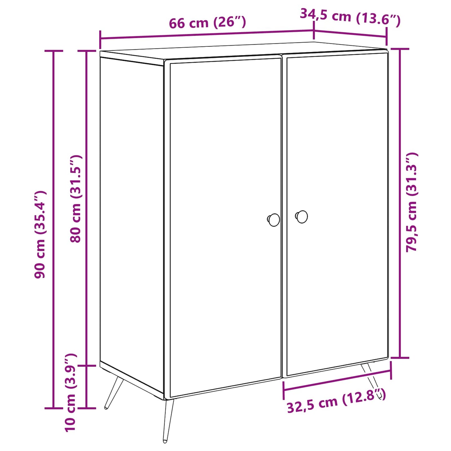 Sideboard Sonoma-Eiche 66 x 34,5 x 90 cm Holzwerkstoff
