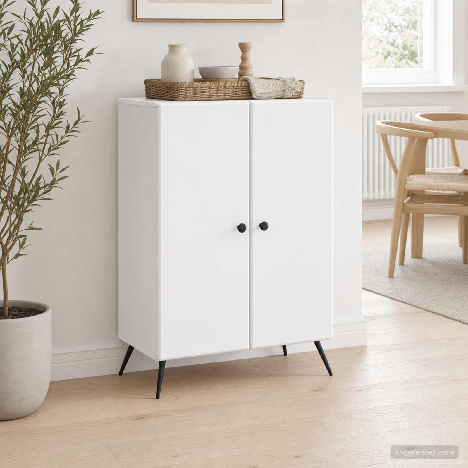 Sideboard Hochglanz Weiß 66 x 34,5 x 90 cm Holzwerkstoff