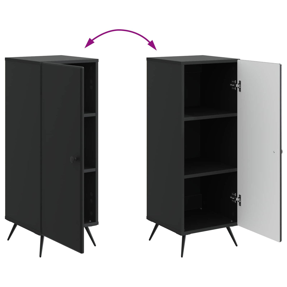 Sideboard Schwarz 33 x 34,5 x 90 cm Holzwerkstoff