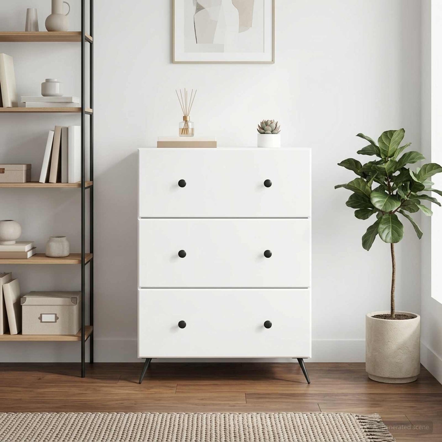 Schubladenschrank Weiß 66 x 34,5 x 90 cm Holzwerkstoff