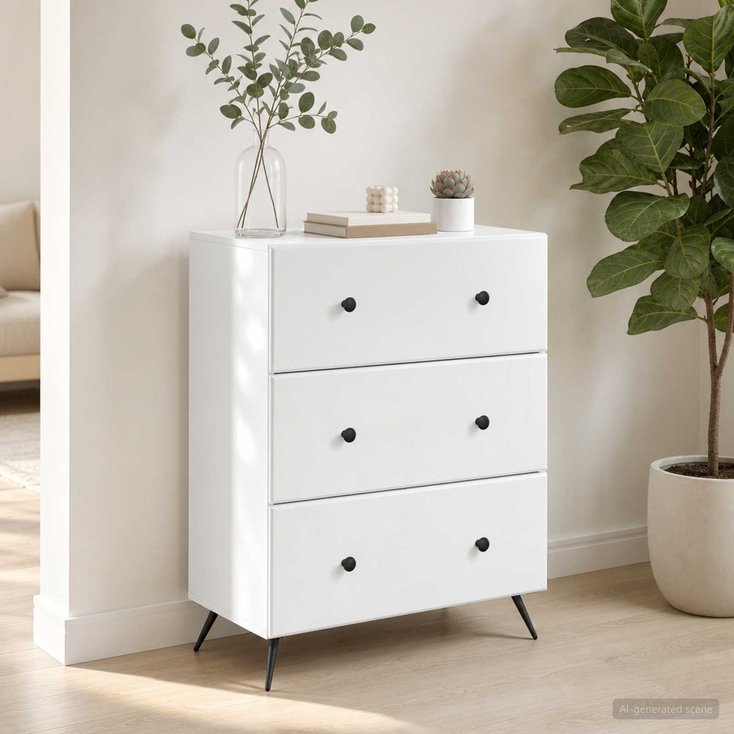 Schubladenschrank Weiß 66 x 34,5 x 90 cm Holzwerkstoff