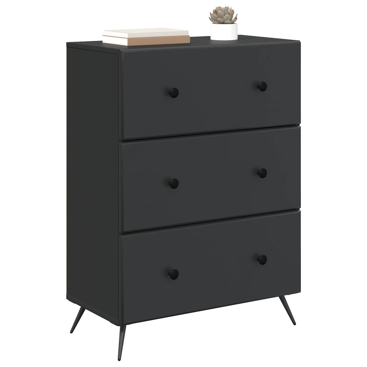 Schubladenschrank 66 x 34,5 x 90 cm Holzwerkstoff Schwarz