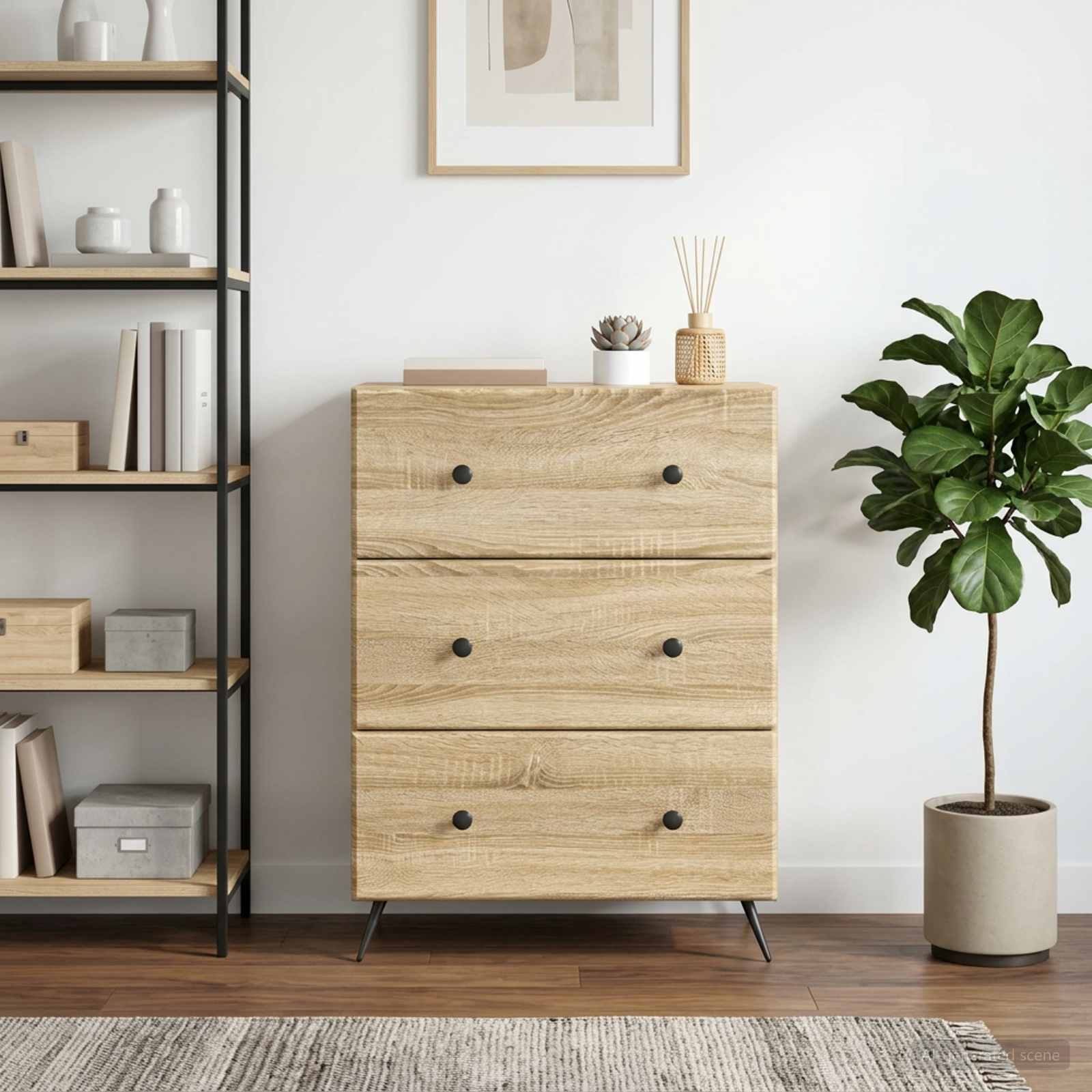 Schubladenschrank 66 x 34,5 x 90 cm Holzwerkstoff Sonoma-Eiche