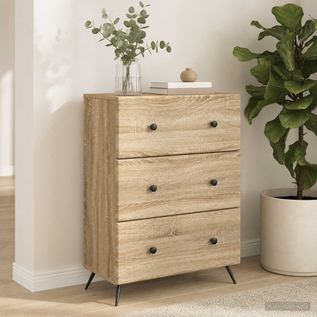 Schubladenschrank 66 x 34,5 x 90 cm Holzwerkstoff Sonoma-Eiche