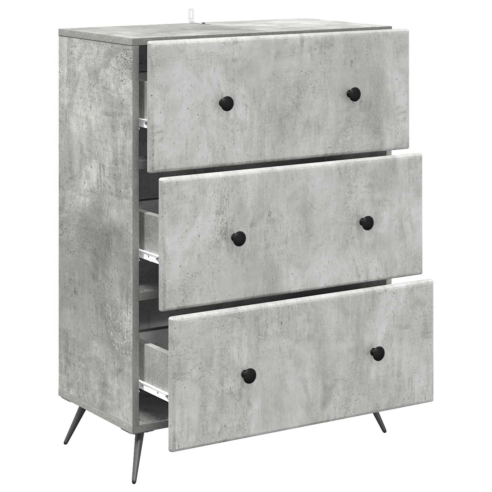 Schubladenschrank 66 x 34,5 x 90 cm Holzwerkstoff Betongrau