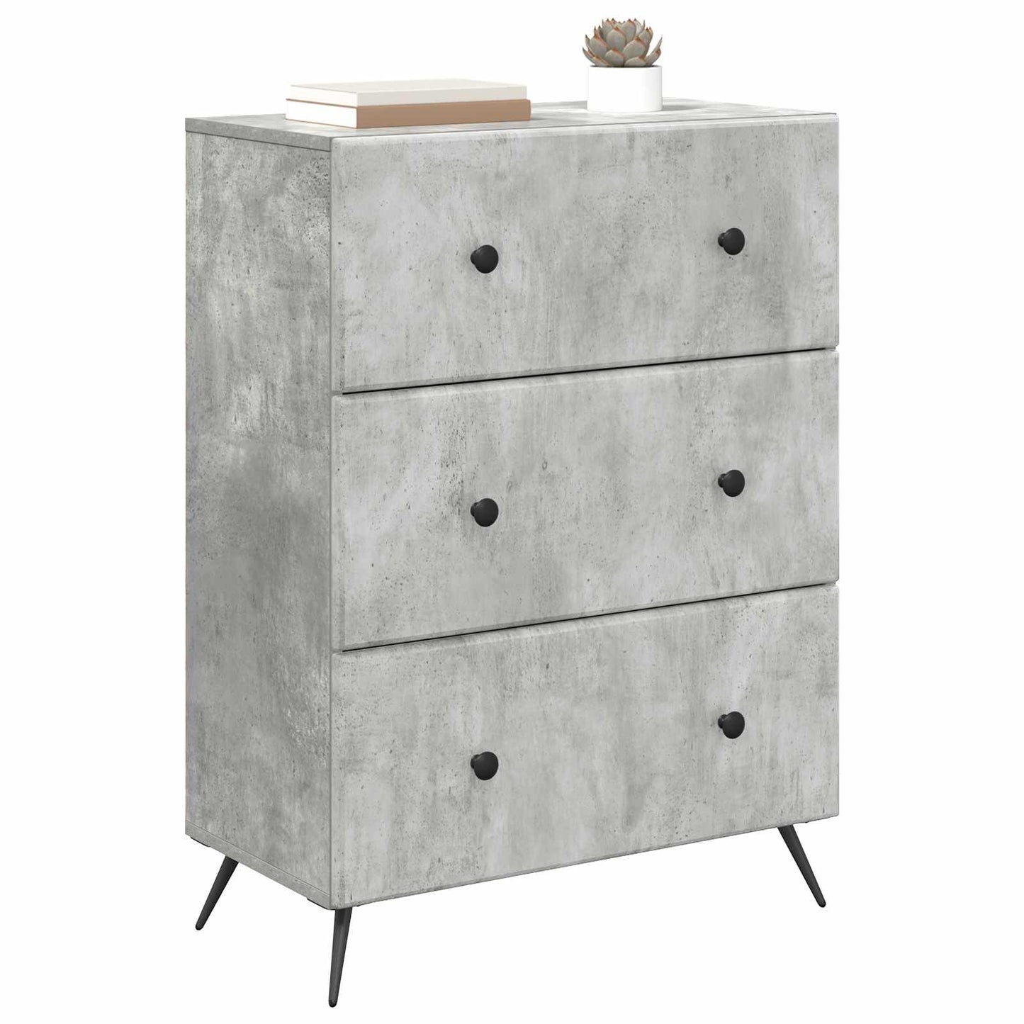 Schubladenschrank 66 x 34,5 x 90 cm Holzwerkstoff Betongrau