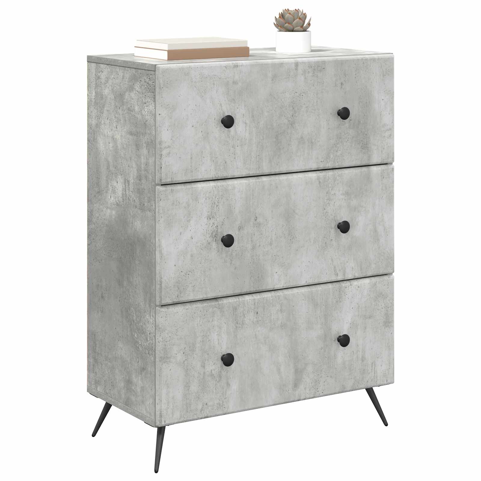 Schubladenschrank 66 x 34,5 x 90 cm Holzwerkstoff Betongrau