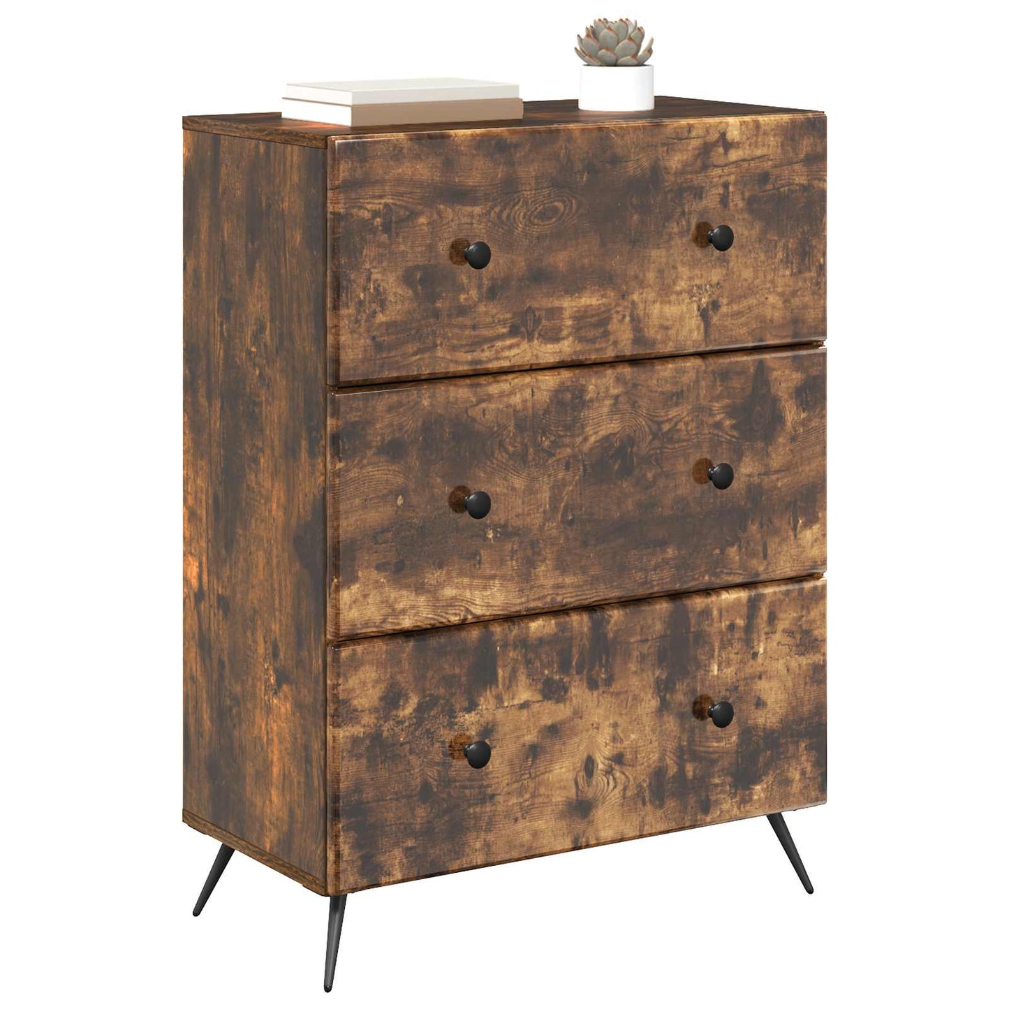 Schubladenschrank 66 x 34,5 x 90 cm Holzwerkstoff Räuchereiche