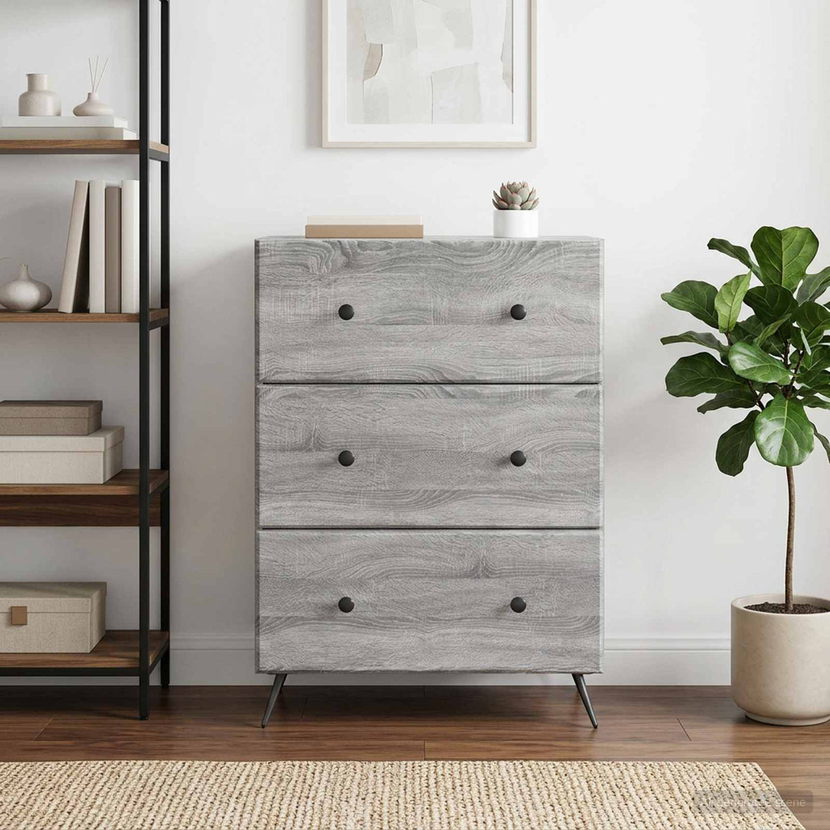 Schubladenschrank 66 x 34,5 x 90 cm Holzwerkstoff Sonoma-Grau