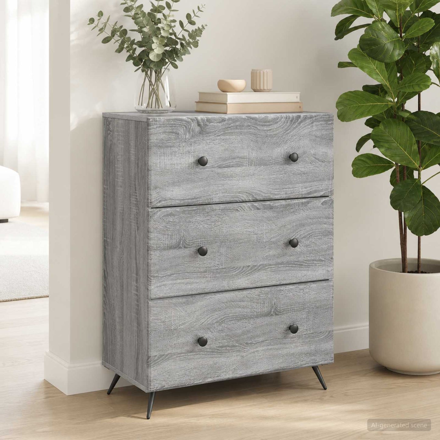 Schubladenschrank 66 x 34,5 x 90 cm Holzwerkstoff Sonoma-Grau