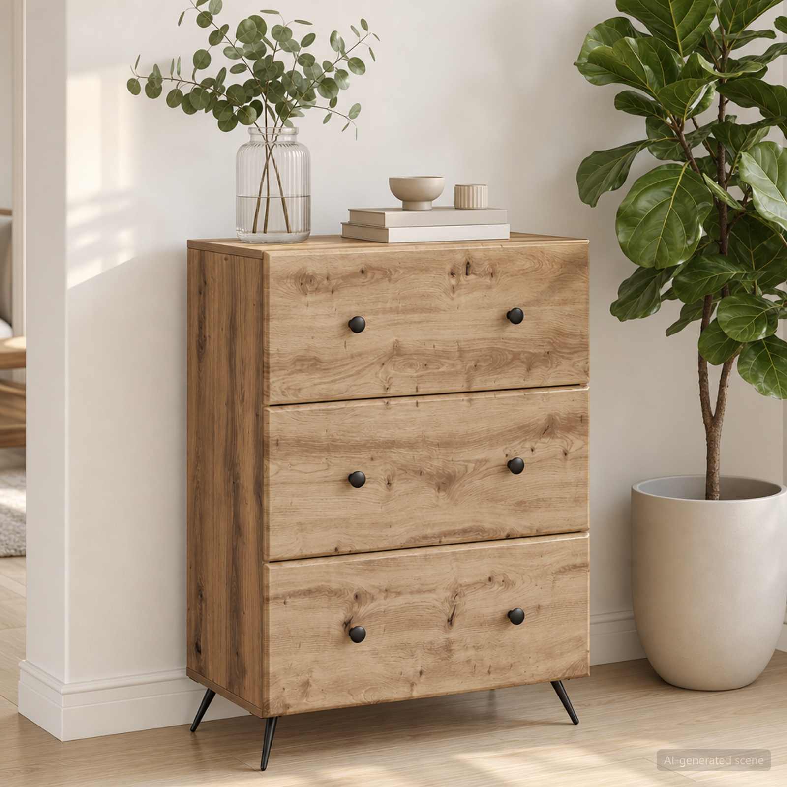 Schubladenschrank 66 x 34,5 x 90 cm Holzwerkstoff Artisan-Eiche