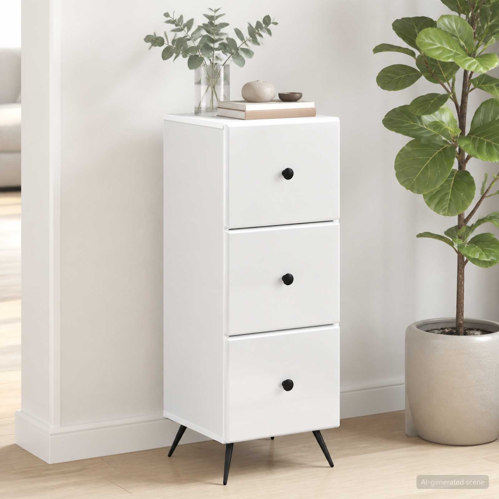 Schubladenschrank Weiß 33 x 34,5 x 90 cm Holzwerkstoff