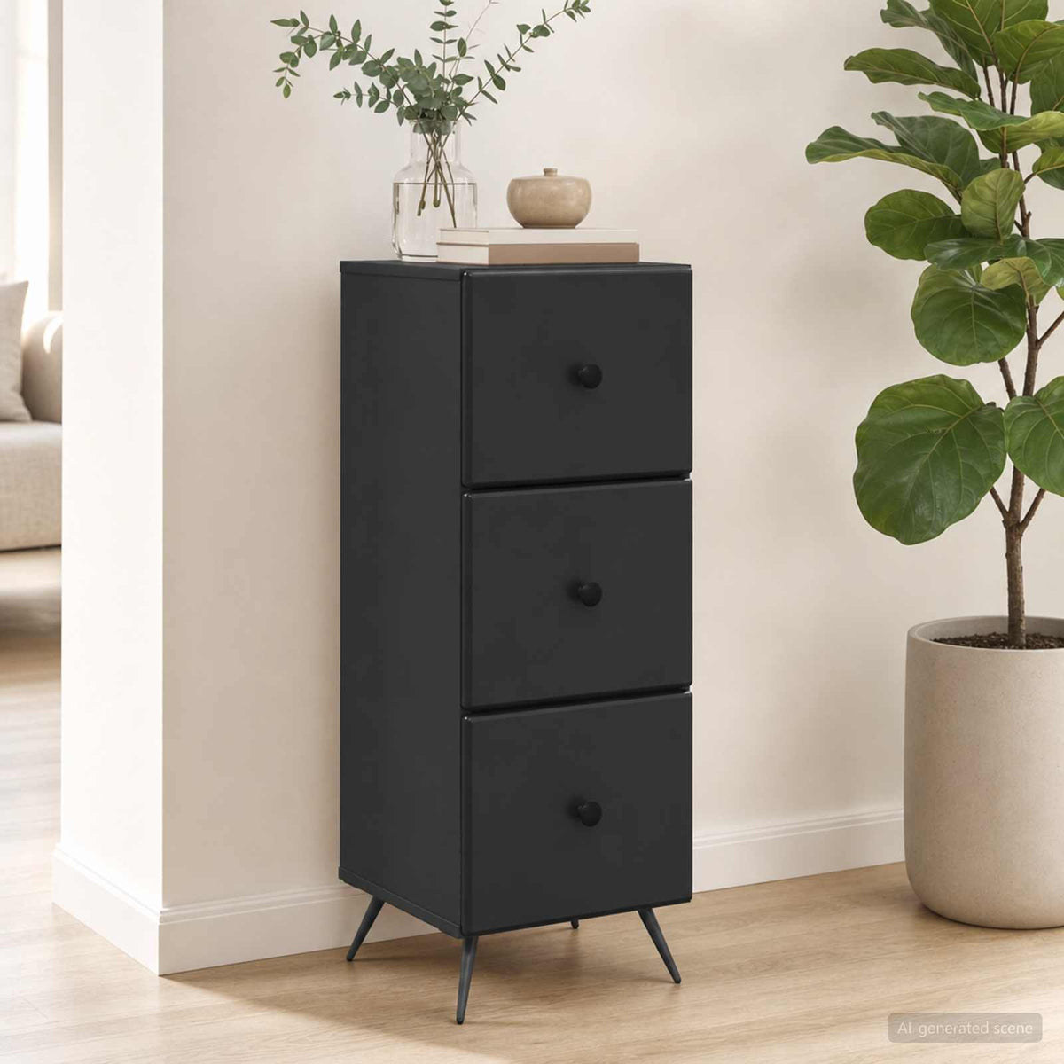 Schubladenschrank Schwarz 33 x 34,5 x 90 cm Holzwerkstoff
