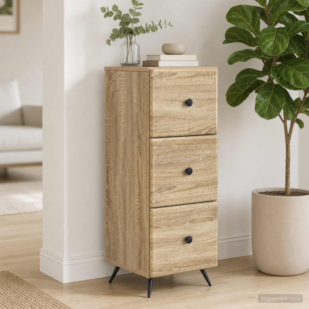 Schubladenschrank Sonoma-Eiche 33 x 34,5 x 90 cm Holzwerkstoff