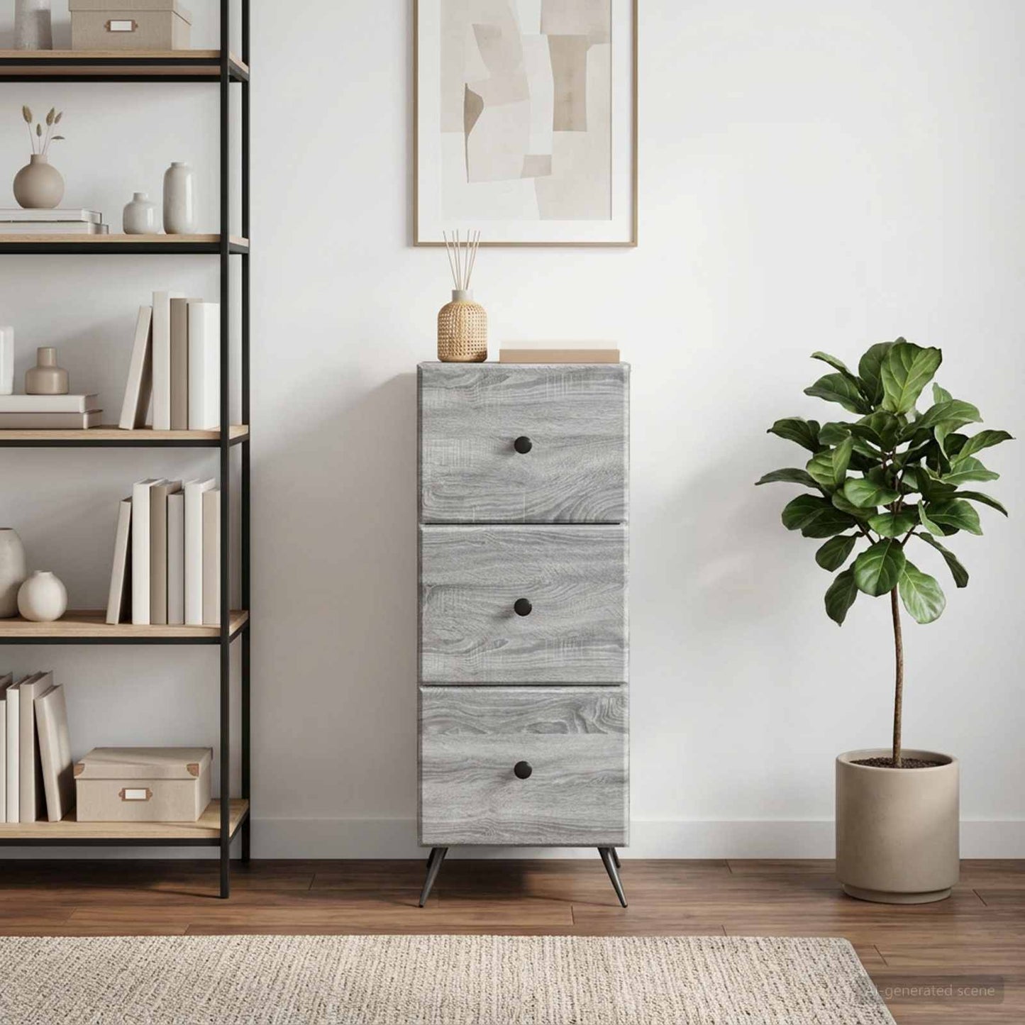 Schubladenschrank Graues Sonoma 33 x 34,5 x 90 cm Holzwerkstoff