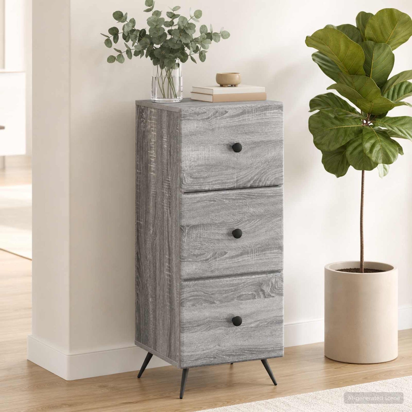 Schubladenschrank Graues Sonoma 33 x 34,5 x 90 cm Holzwerkstoff