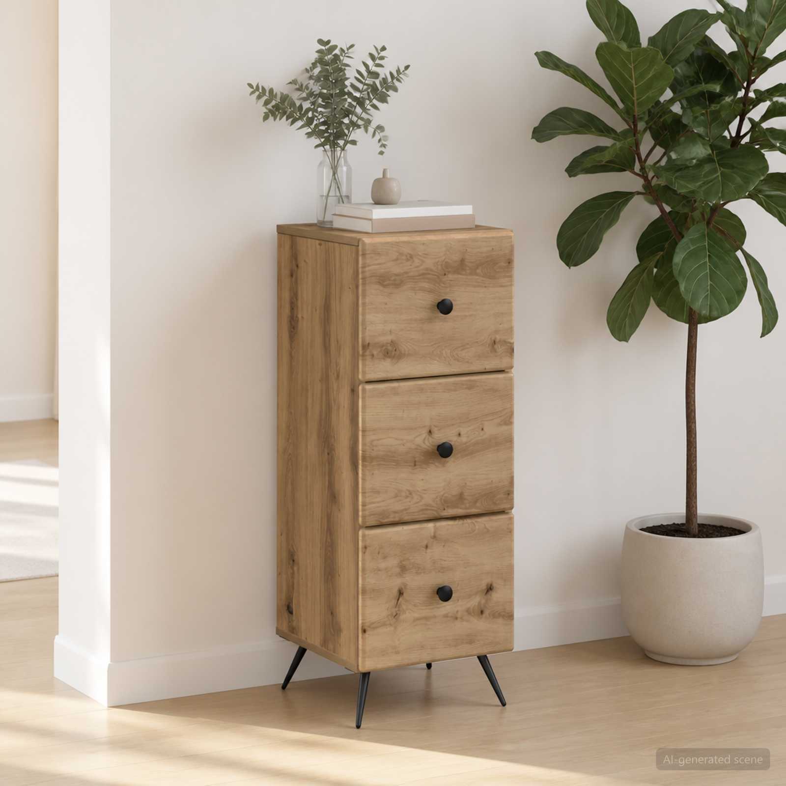 Schubladenschrank 33 x 34,5 x 90 cm Holzwerkstoff Artisan-Eiche