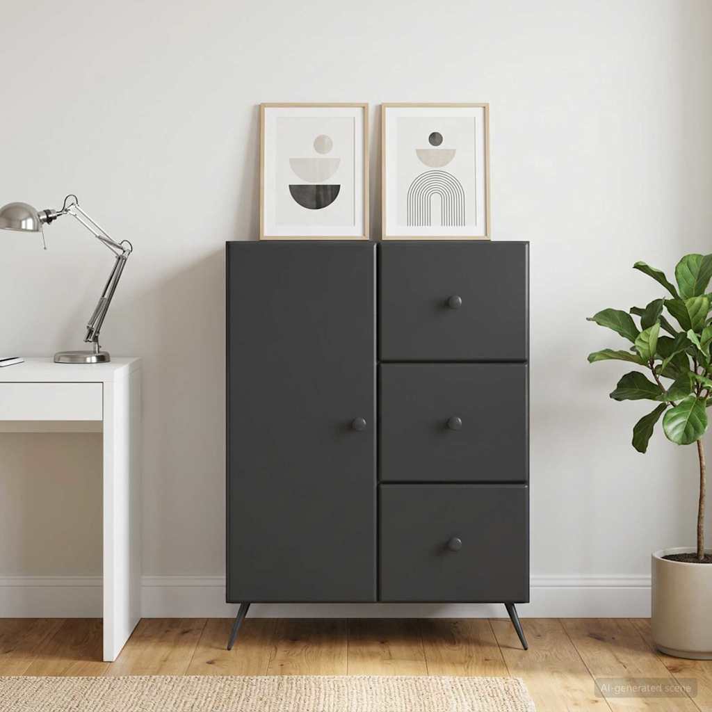 Sideboard Schwarz 66 x 34,5 x 90 cm Holzwerkstoff
