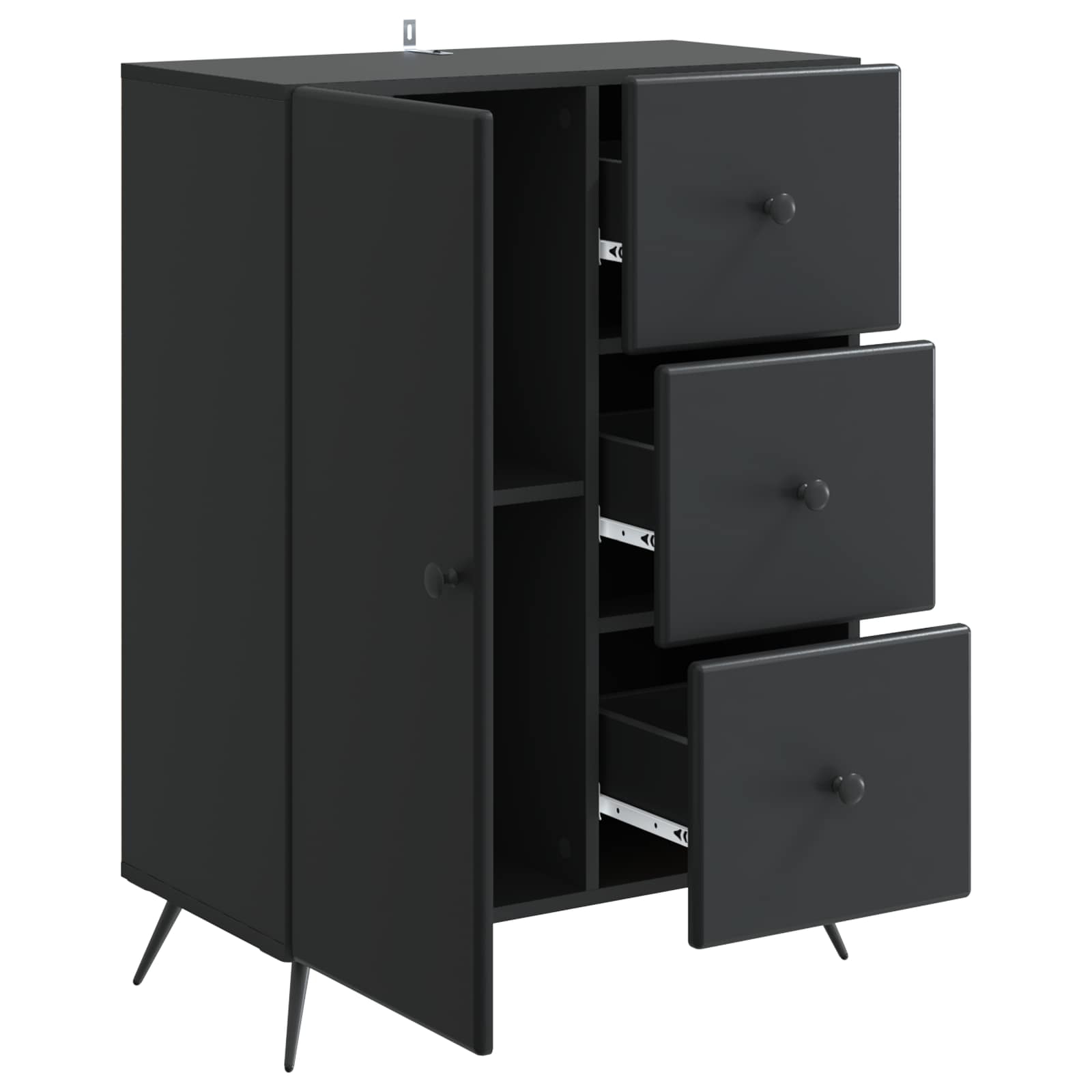 Sideboard Schwarz 66 x 34,5 x 90 cm Holzwerkstoff
