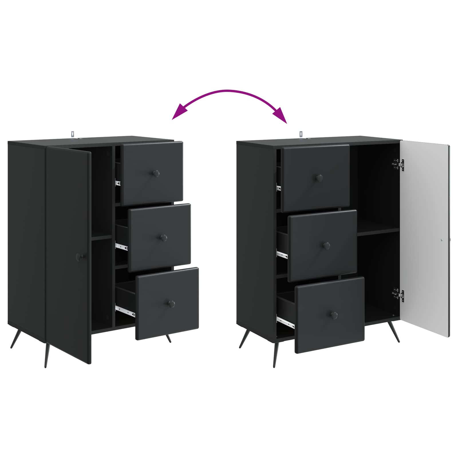 Sideboard Schwarz 66 x 34,5 x 90 cm Holzwerkstoff