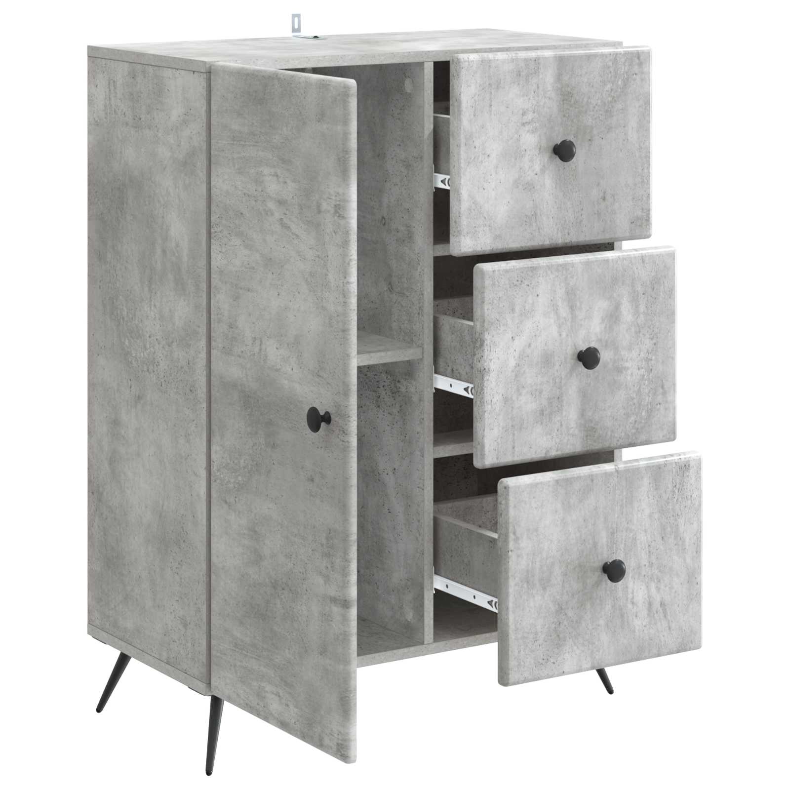 Sideboard Betongrau 66 x 34,5 x 90 cm Holzwerkstoff