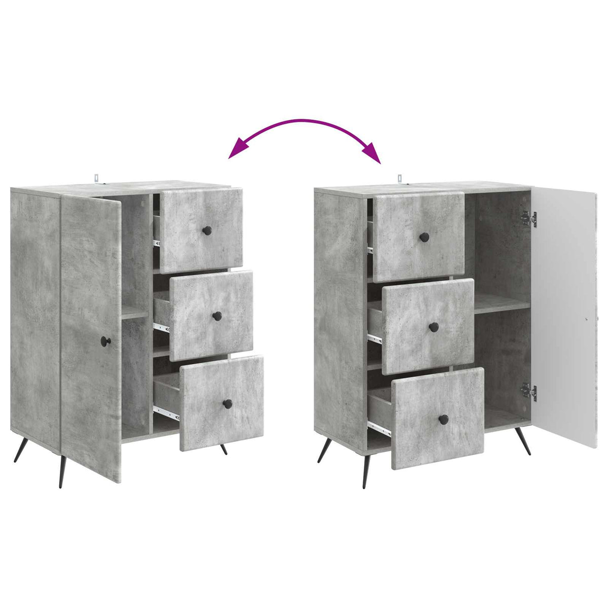 Sideboard Betongrau 66 x 34,5 x 90 cm Holzwerkstoff
