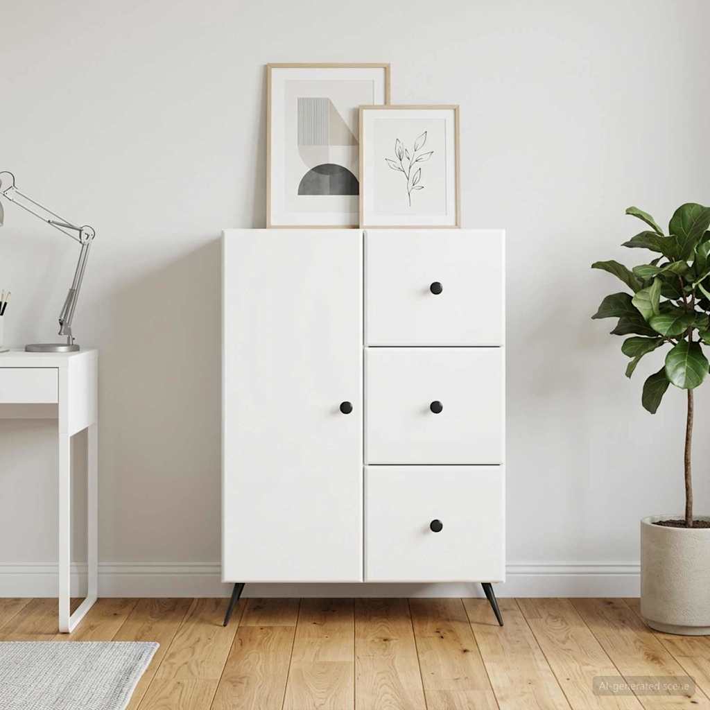 Sideboard Hochglanz Weiß 66 x 34,5 x 90 cm Holzwerkstoff