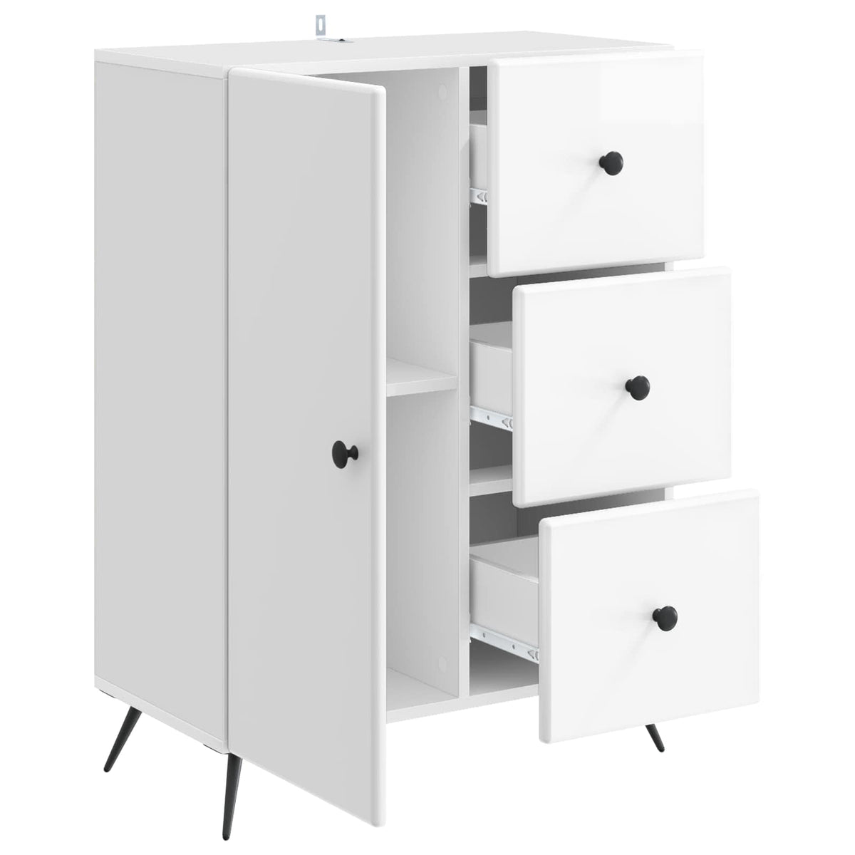 Sideboard Hochglanz Weiß 66 x 34,5 x 90 cm Holzwerkstoff
