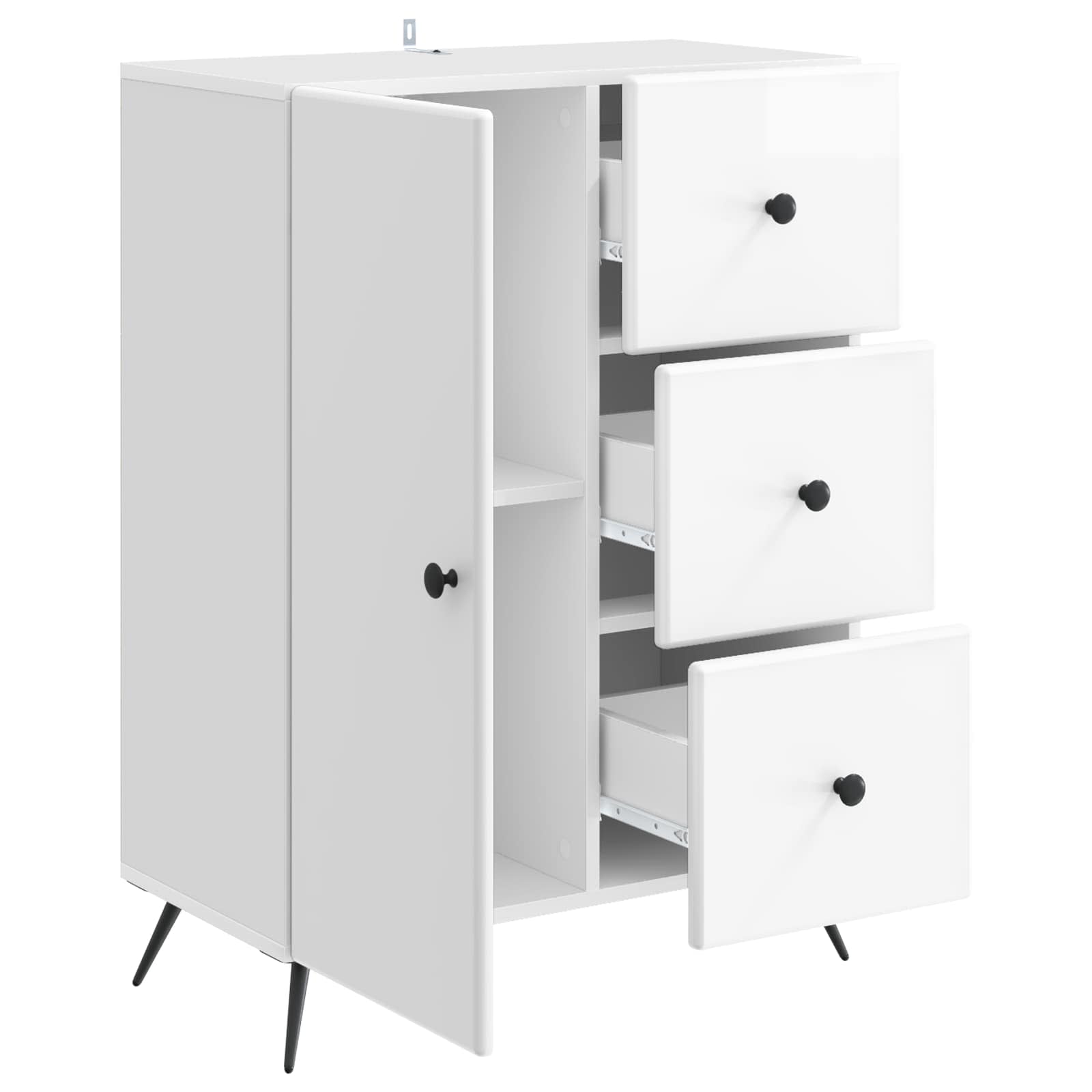 Sideboard Hochglanz Weiß 66 x 34,5 x 90 cm Holzwerkstoff