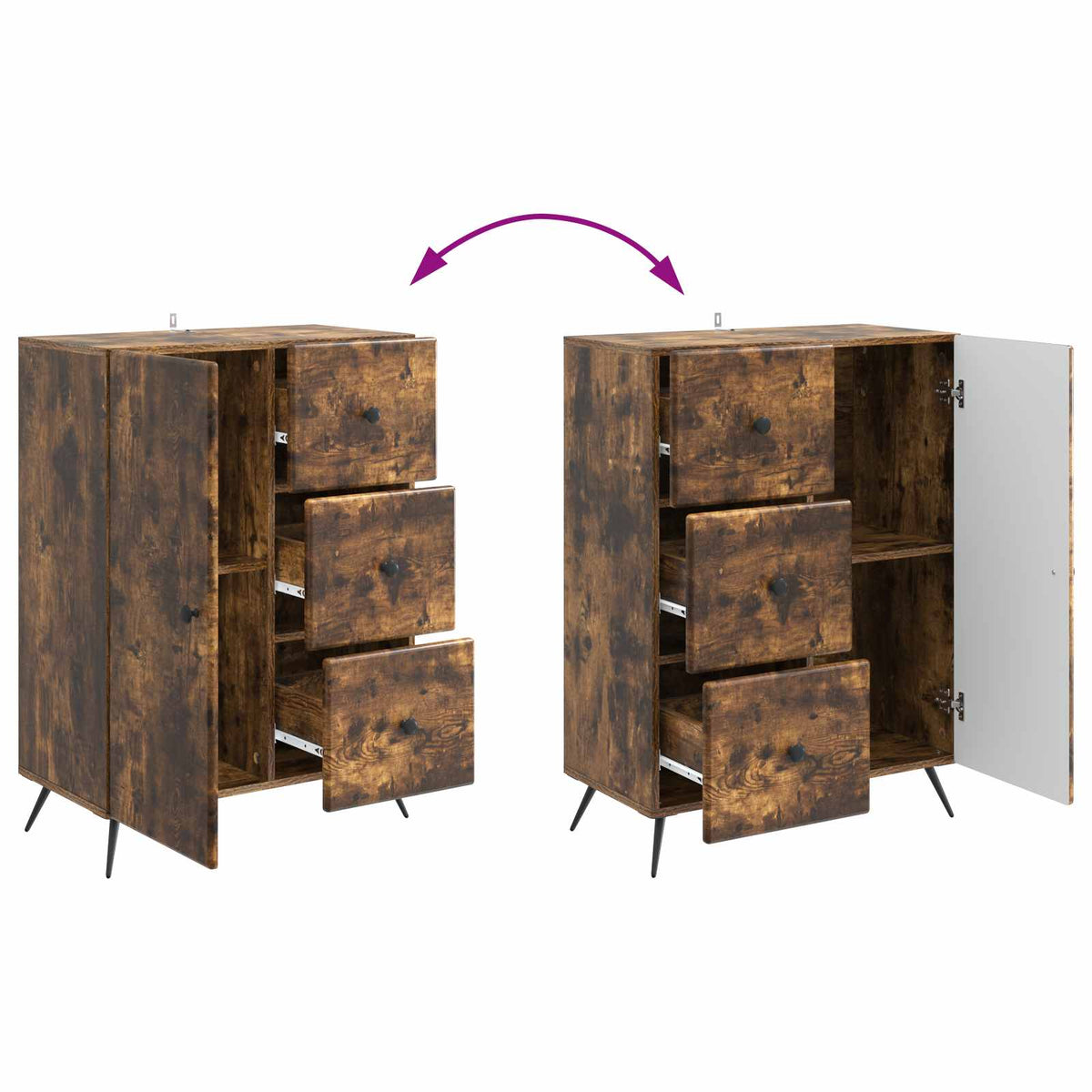Sideboard Räuchereiche 66 x 34,5 x 90 cm Holzwerkstoff