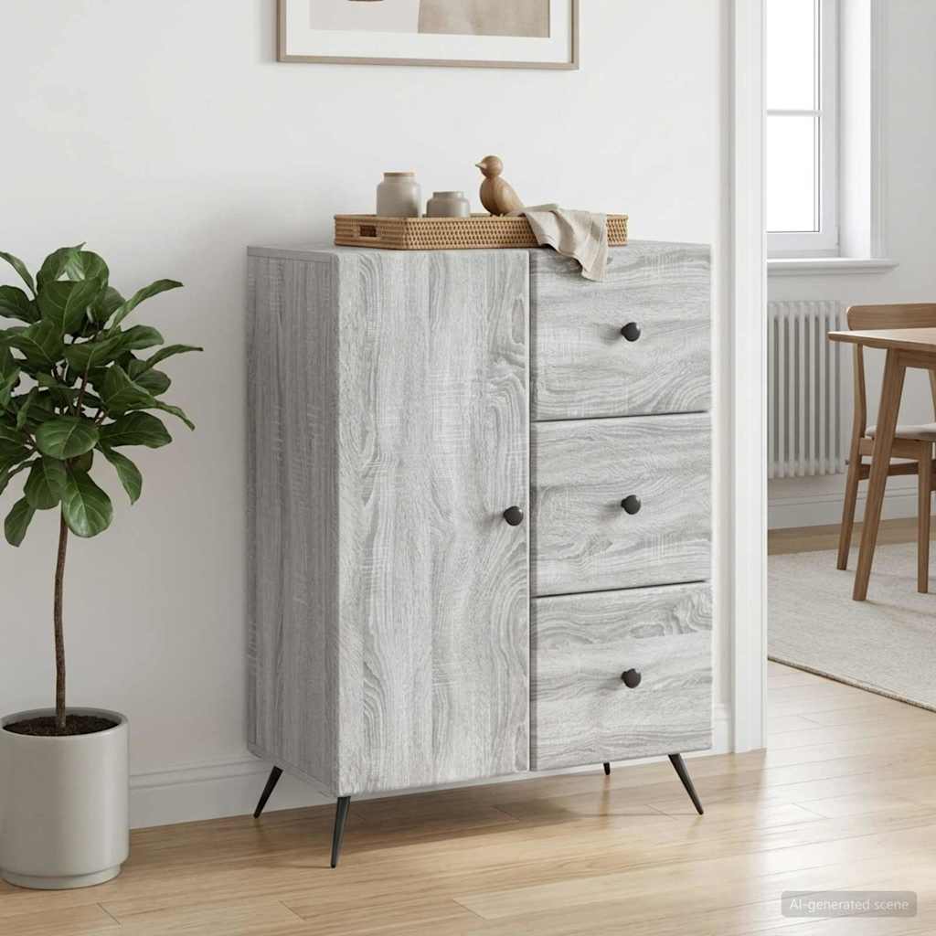 Sideboard Sonoma-Grau 66 x 34,5 x 90 cm Holzwerkstoff