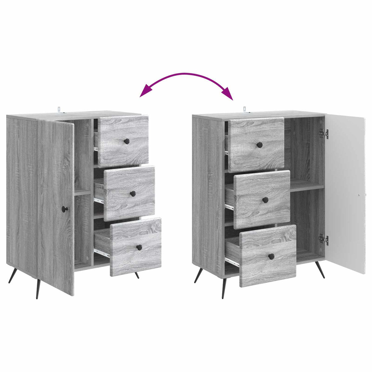 Sideboard Sonoma-Grau 66 x 34,5 x 90 cm Holzwerkstoff