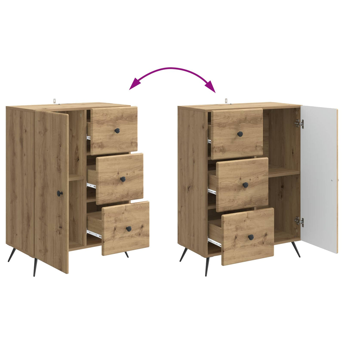 Sideboard Artisan-Eiche 66 x 34,5 x 90 cm Holzwerkstoff