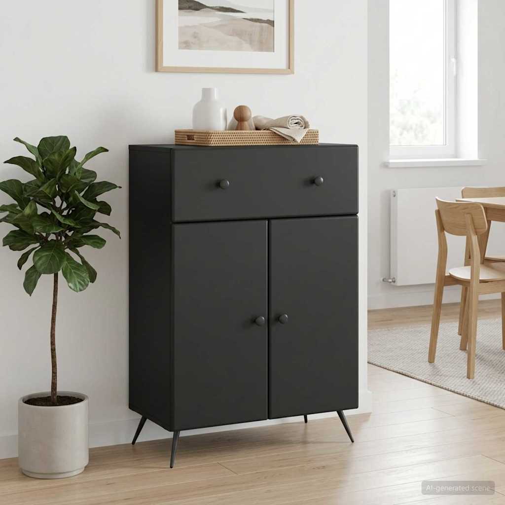 Sideboard Schwarz 66 x 34,5 x 90 cm Holzwerkstoff